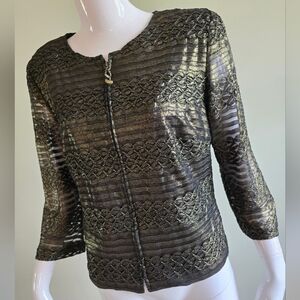 Joseph Ribkoff Black and Gold Lace Blazer